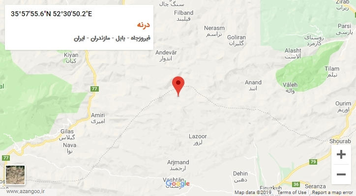 روستای درنه بر روی نقشه