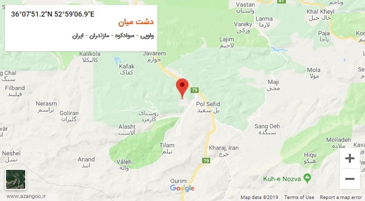 روستای دشت میان بر روی نقشه
