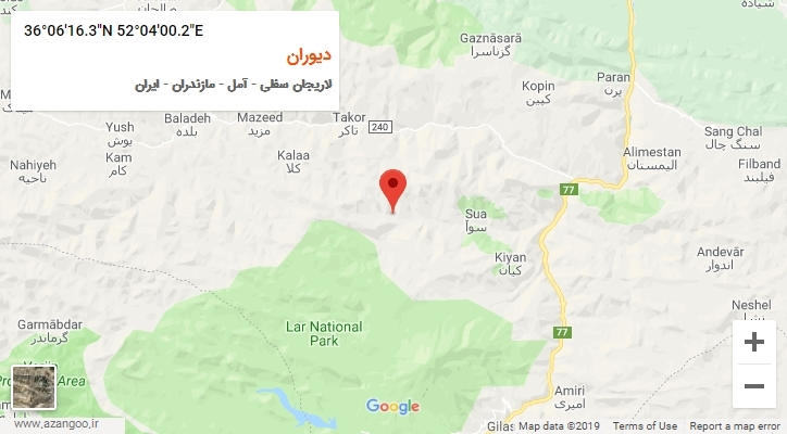 روستای دیوران بر روی نقشه