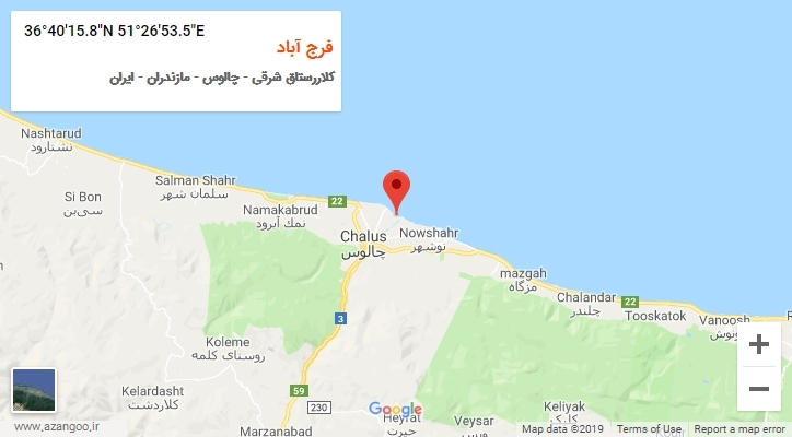 روستای فرج آباد بر روی نقشه