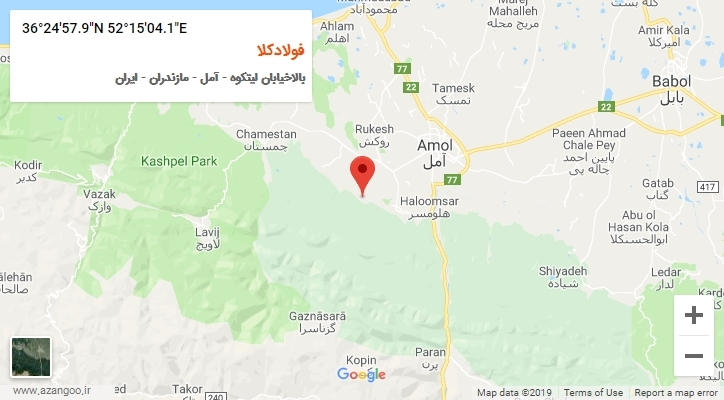 روستای فولادکلا بر روی نقشه