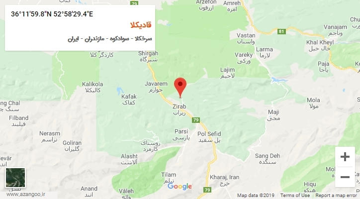 روستای قادیکلا بر روی نقشه