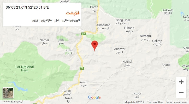 روستای قلاپشت بر روی نقشه
