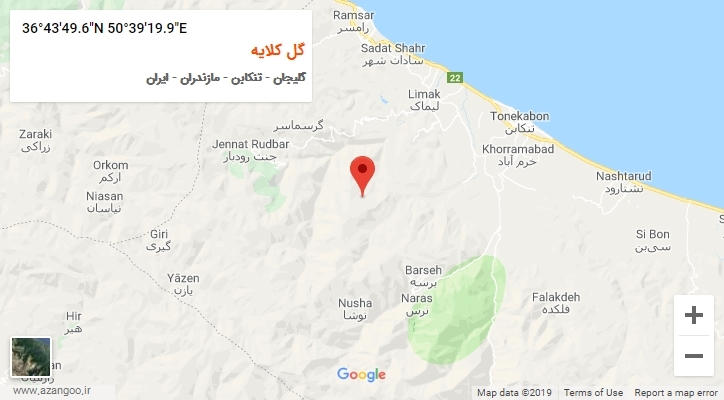روستای گل کلایه بر روی نقشه
