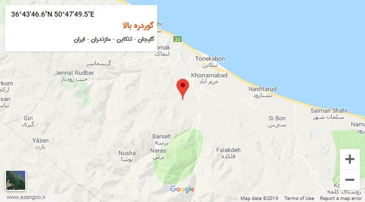 روستای گوردره بالا بر روی نقشه