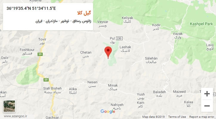 روستای گیل کلا بر روی نقشه
