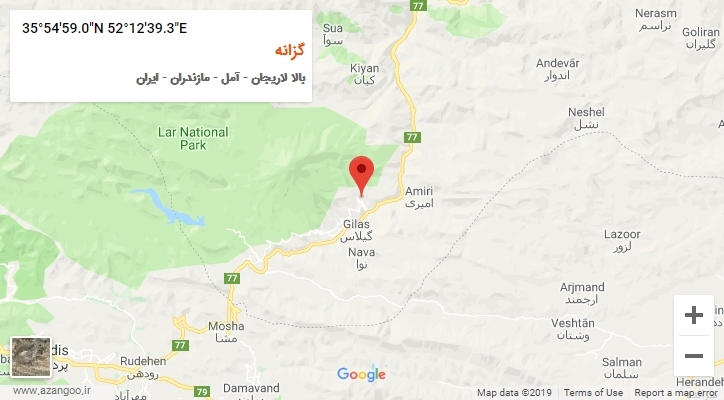 روستای گزانه بر روی نقشه