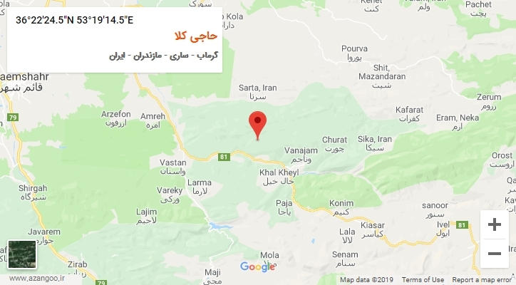 روستای حاجی کلا بر روی نقشه