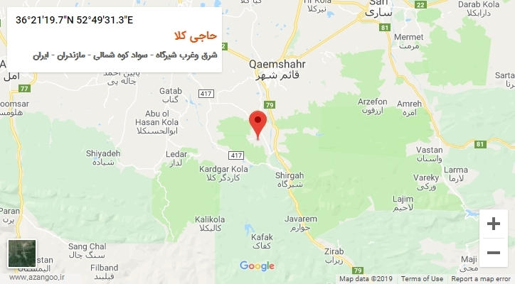 روستای حاجی کلا بر روی نقشه