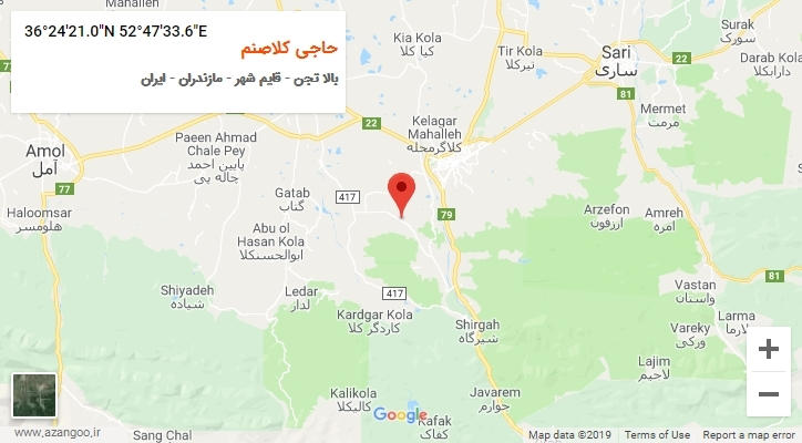 روستای حاجی کلاصنم بر روی نقشه