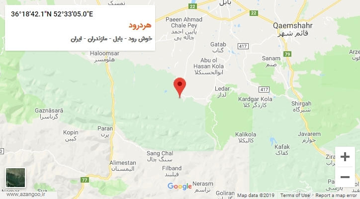 روستای هردرود بر روی نقشه