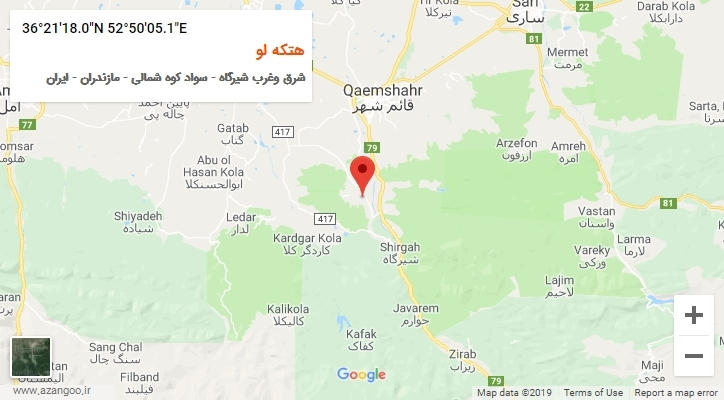 روستای هتکه لو بر روی نقشه
