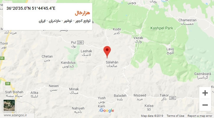 روستای هزارخال بر روی نقشه
