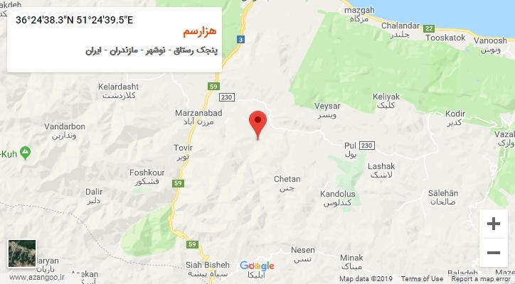 روستای هزارسم بر روی نقشه