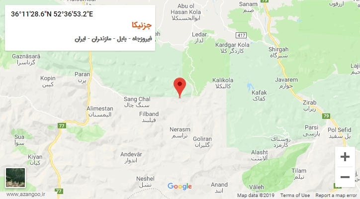 روستای جزنیکا بر روی نقشه