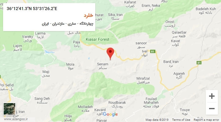 روستای خلرد بر روی نقشه