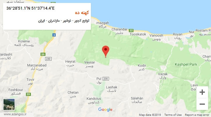 روستای کهنه ده بر روی نقشه