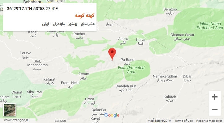 روستای کهنه کومه بر روی نقشه