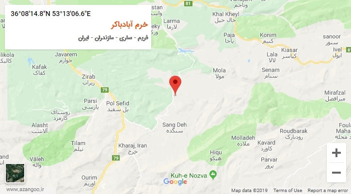 روستای خرم آبادباکر بر روی نقشه