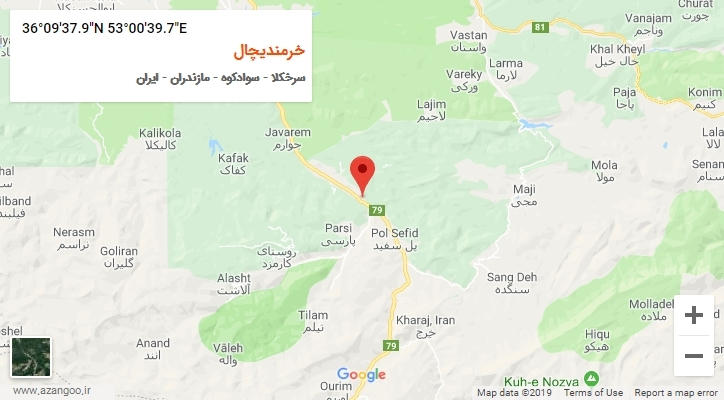 روستای خرمندیچال بر روی نقشه