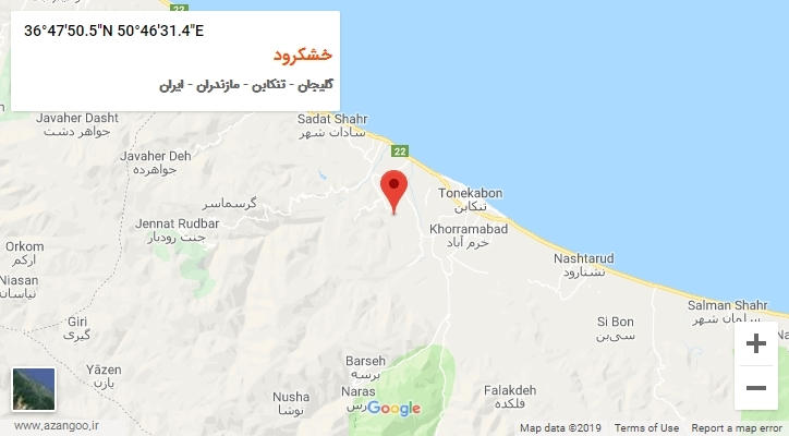 روستای خشکرود بر روی نقشه