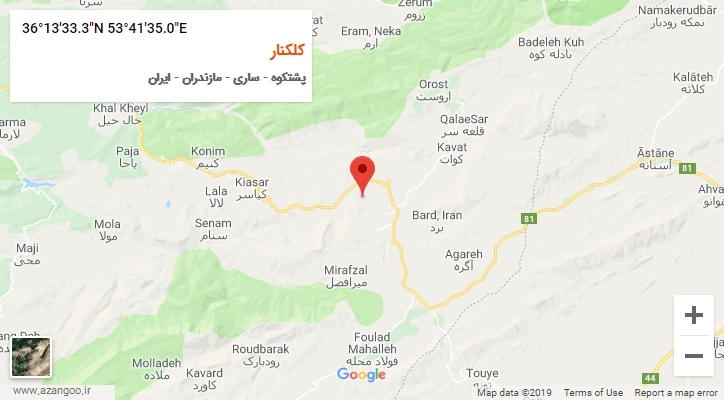 روستای کلکنار بر روی نقشه
