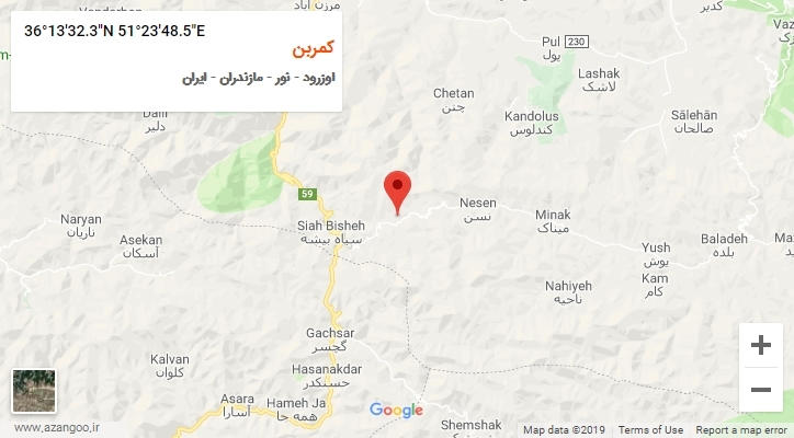 روستای کمربن بر روی نقشه