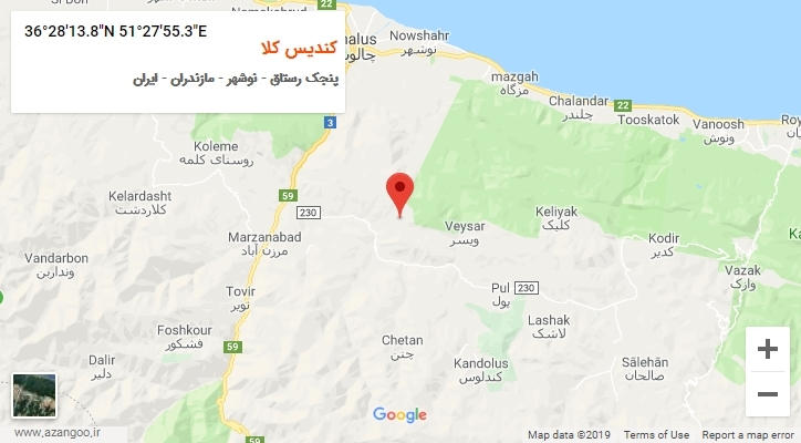 روستای کندیس کلا بر روی نقشه