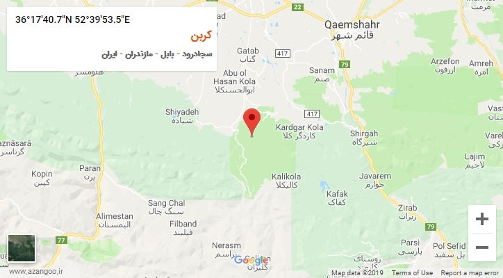 روستای کربن بر روی نقشه
