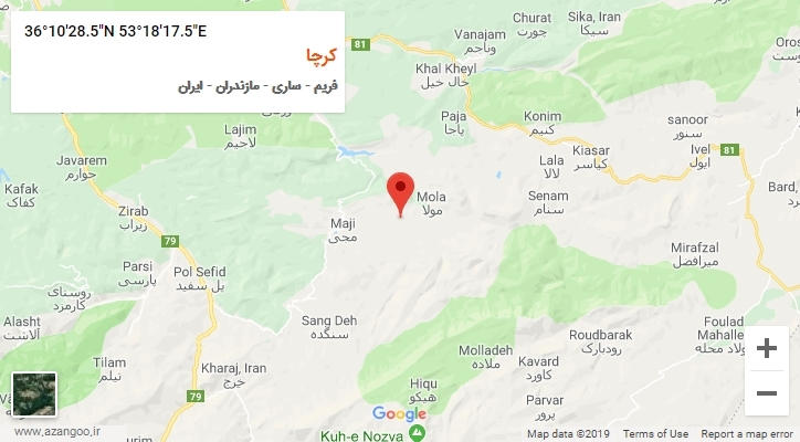 روستای کرچا بر روی نقشه