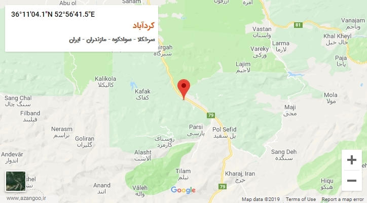 روستای کردآباد بر روی نقشه
