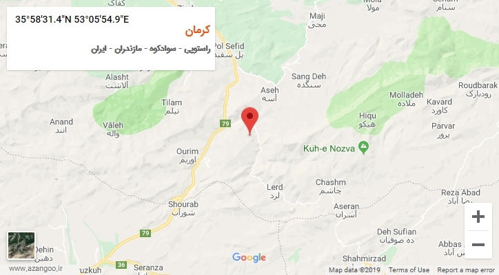 روستای کرمان بر روی نقشه