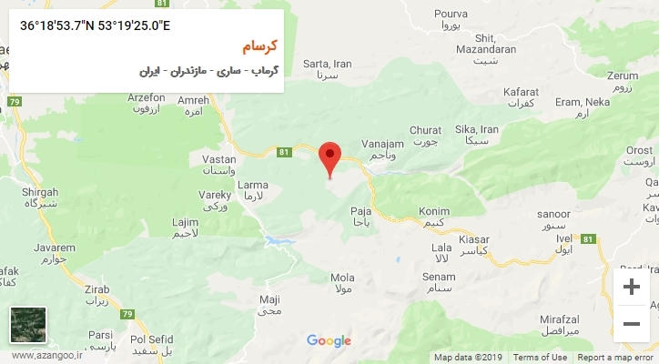 روستای کرسام بر روی نقشه