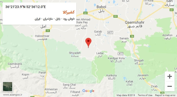 روستای کشیرکلا بر روی نقشه