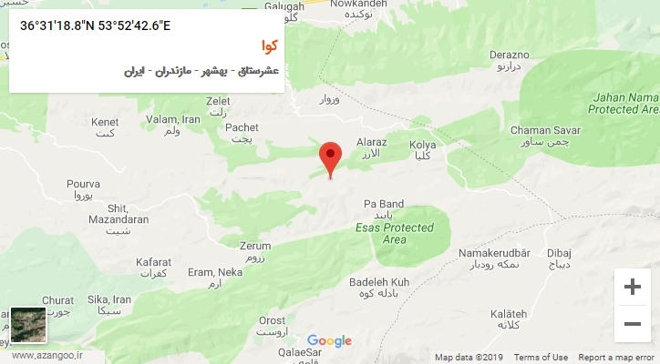 روستای کوا بر روی نقشه