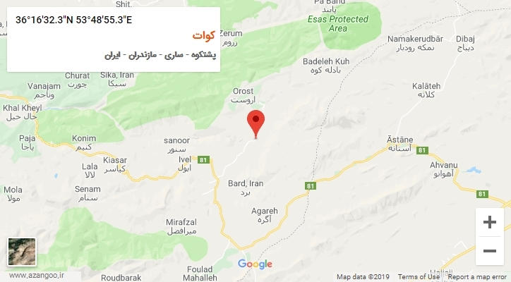 روستای کوات بر روی نقشه
