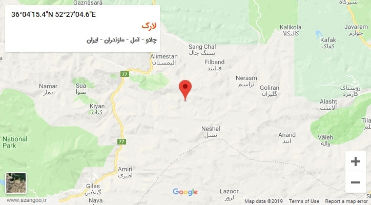 روستای لارک بر روی نقشه