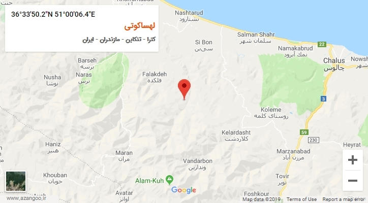 روستای لهساکوتی بر روی نقشه