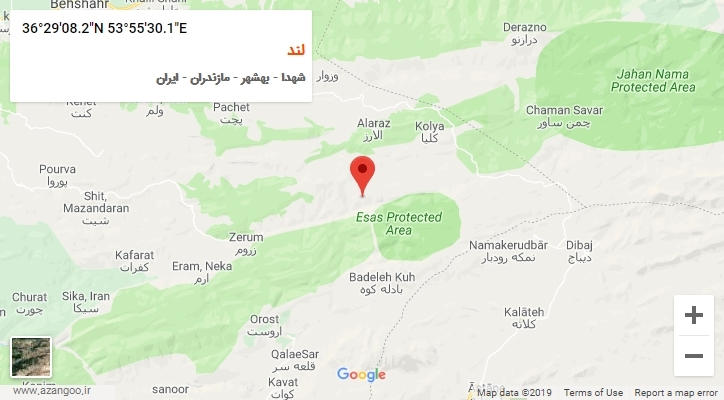 روستای لند بر روی نقشه