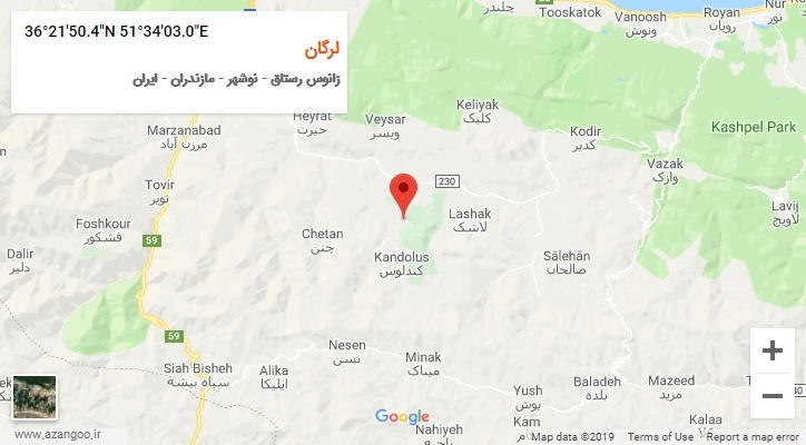 روستای لرگان بر روی نقشه