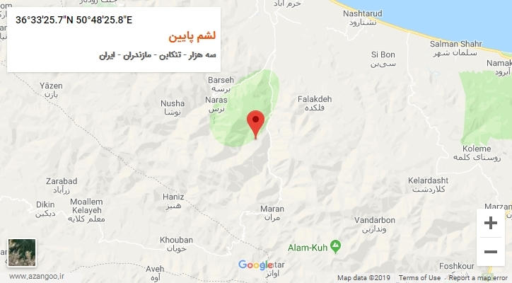 روستای لشم پایین بر روی نقشه