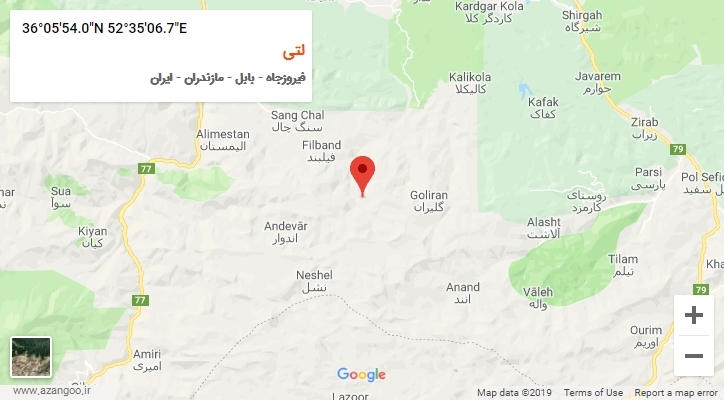 روستای لتی بر روی نقشه