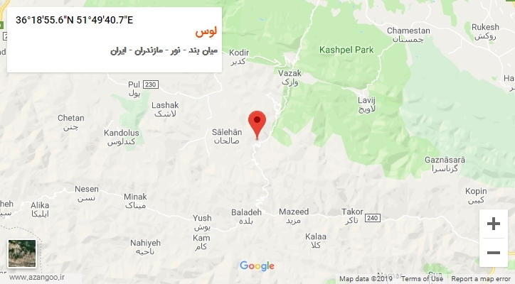 روستای لوس بر روی نقشه