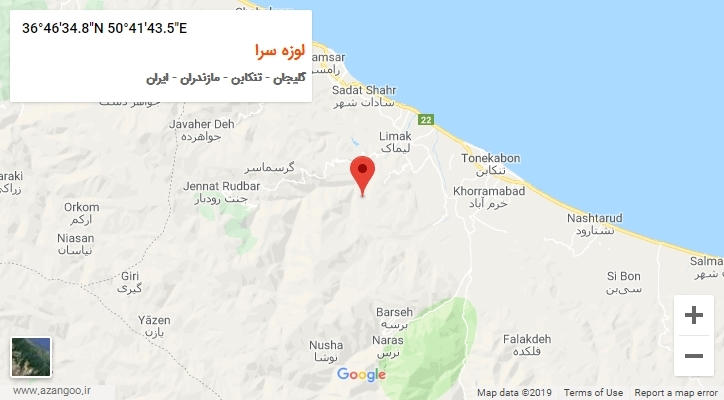 روستای لوزه سرا بر روی نقشه