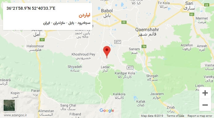 روستای لیاردن بر روی نقشه