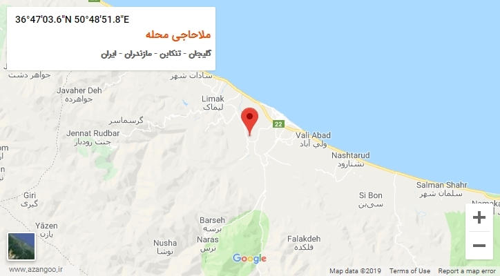 روستای ملاحاجی محله بر روی نقشه