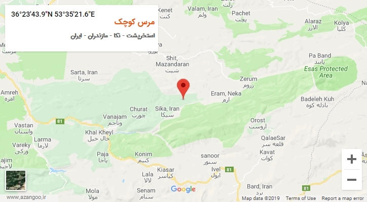 روستای مرس کوچک بر روی نقشه