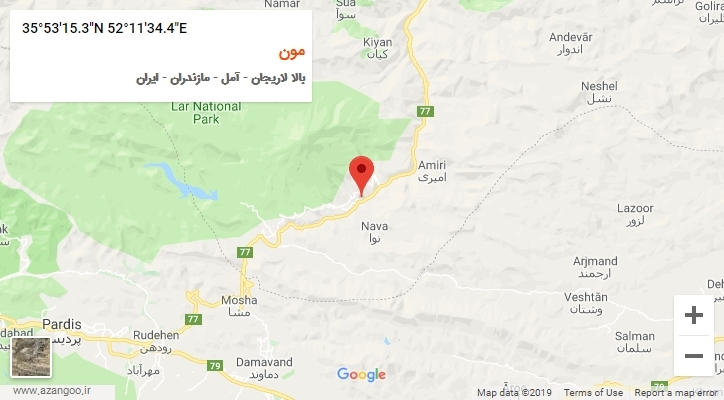 روستای مون بر روی نقشه
