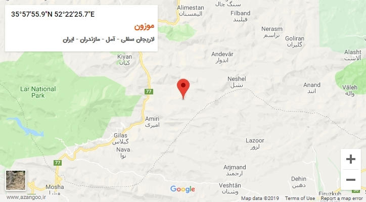 روستای موزون بر روی نقشه
