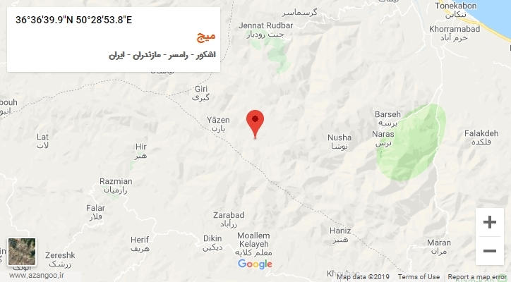 روستای میج بر روی نقشه